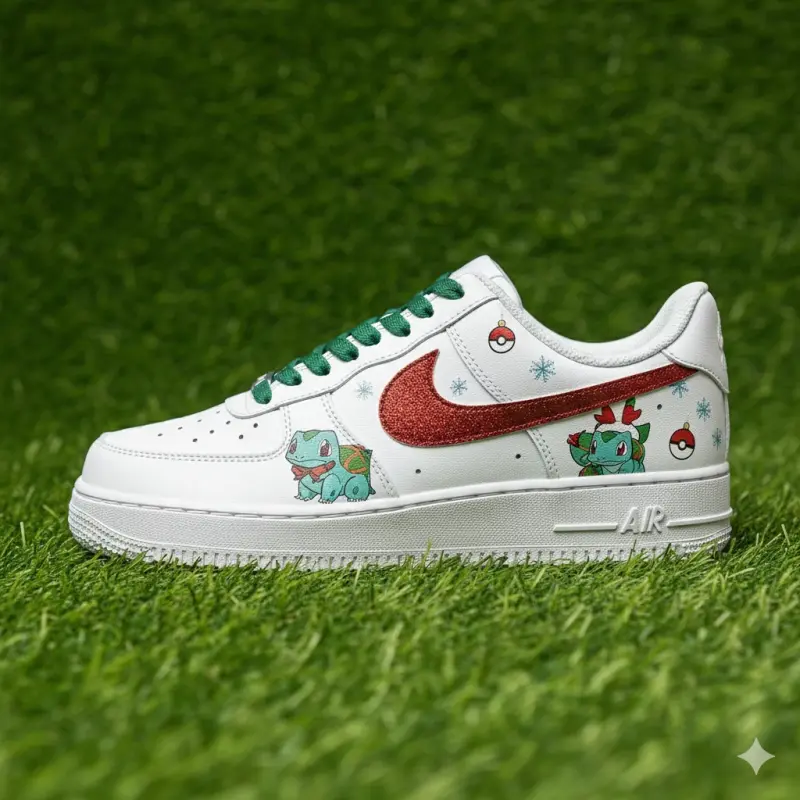 Custom Pokémon Christmas Nike Air Force 1s - Handmade Holiday Gift Sneakers