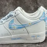Personalized Blue Bridal Sneakers, Hand-Painted Wedding Air Force 1, Floral Wedding Shoes,Custom Wedding Sneakers