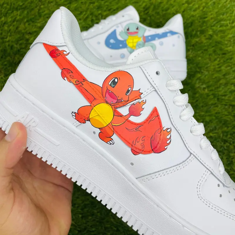 Custom Pokémon Nike Air Force 1s - Squirtle & Charmander Hand-Painted Sneakers