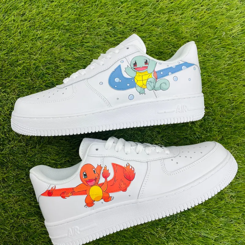 Custom Pokémon Nike Air Force 1s - Squirtle & Charmander Hand-Painted Sneakers