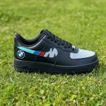 Custom BMW Motorsport Nike Air Force 1s - Hand-Painted Black & White Sneakers