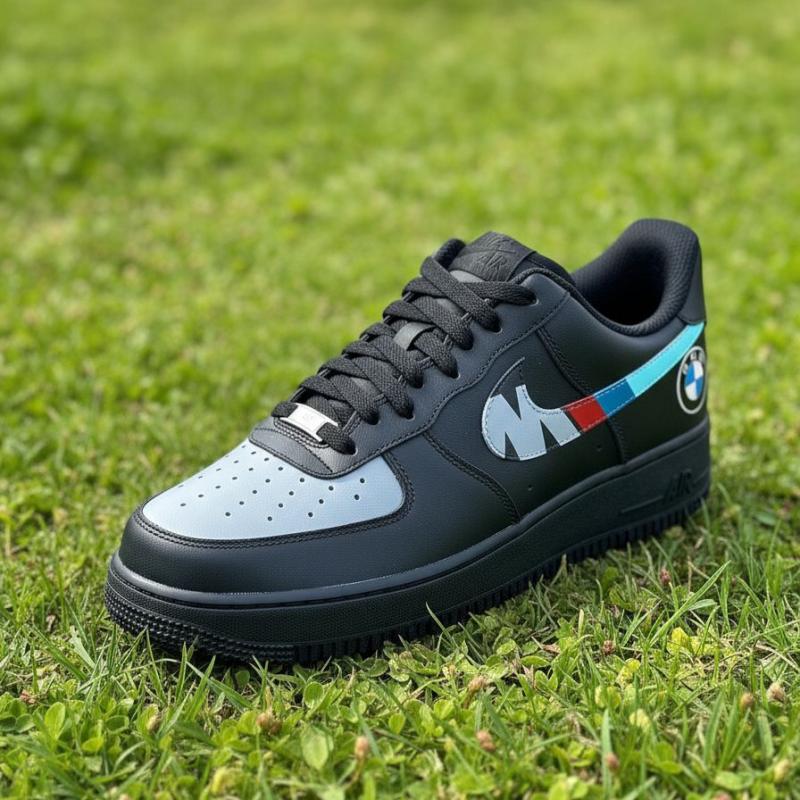 Custom BMW Motorsport Nike Air Force 1s - Hand-Painted Black & White Sneakers