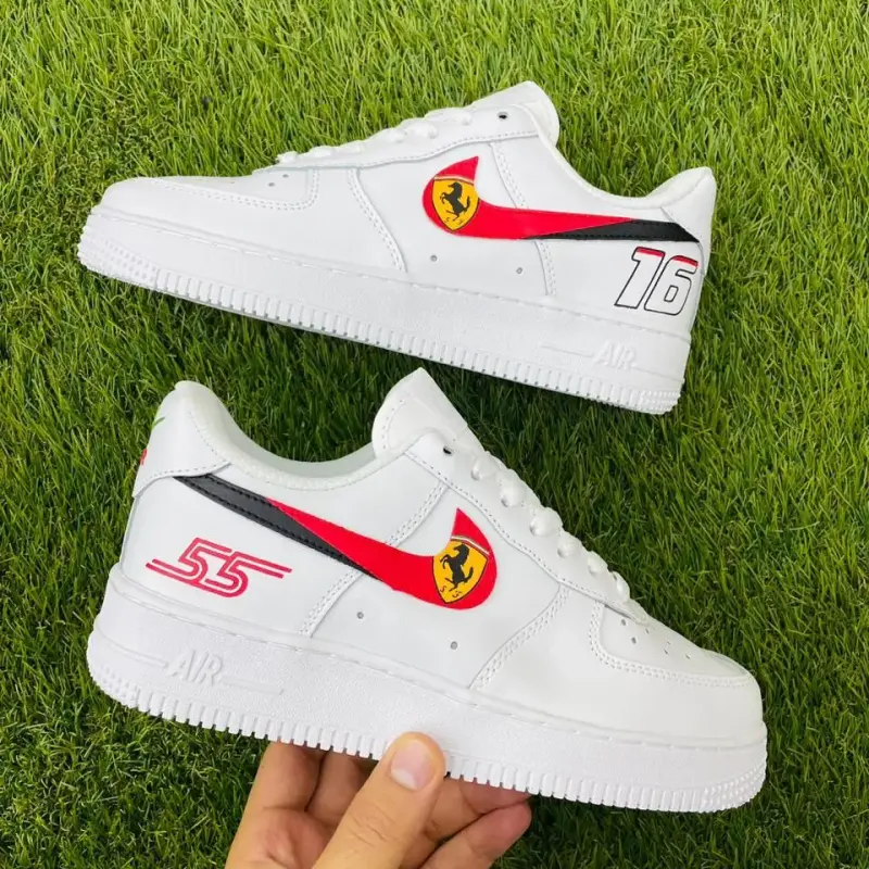 Ferrari F1 Custom Nike Air Force 1 Sneakers – Hand-Painted Racing Streetwear