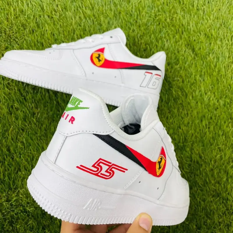 Ferrari F1 Custom Nike Air Force 1 Sneakers – Hand-Painted Racing Streetwear