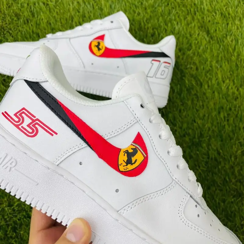 Ferrari F1 Custom Nike Air Force 1 Sneakers – Hand-Painted Racing Streetwear
