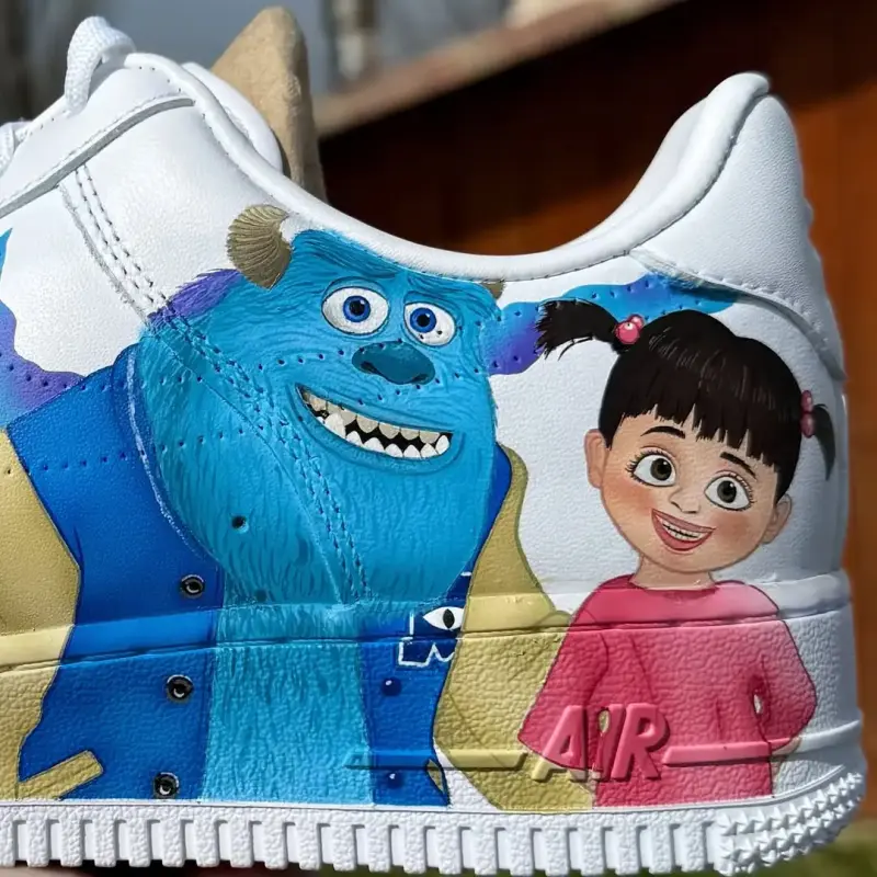 Custom Purple Ghost Cartoon Air Force 1 Sneakers – Hand-Painted Anime Streetwear Shoes | Unique Sneaker Art by JadoreArt