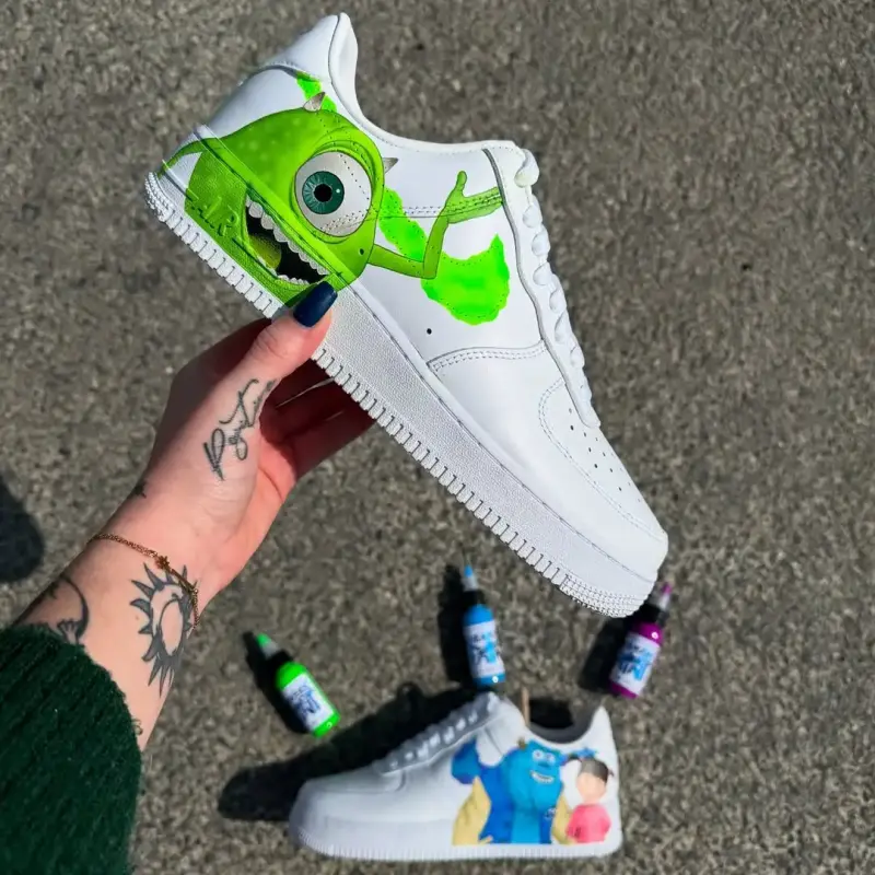 Custom Purple Ghost Cartoon Air Force 1 Sneakers – Hand-Painted Anime Streetwear Shoes | Unique Sneaker Art by JadoreArt