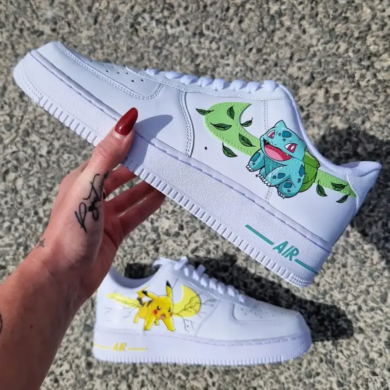 Custom Bulbasaur Pokémon Air Force 1 Sneakers – Hand-Painted Anime Gaming Shoes | Unique Pokémon Streetwear