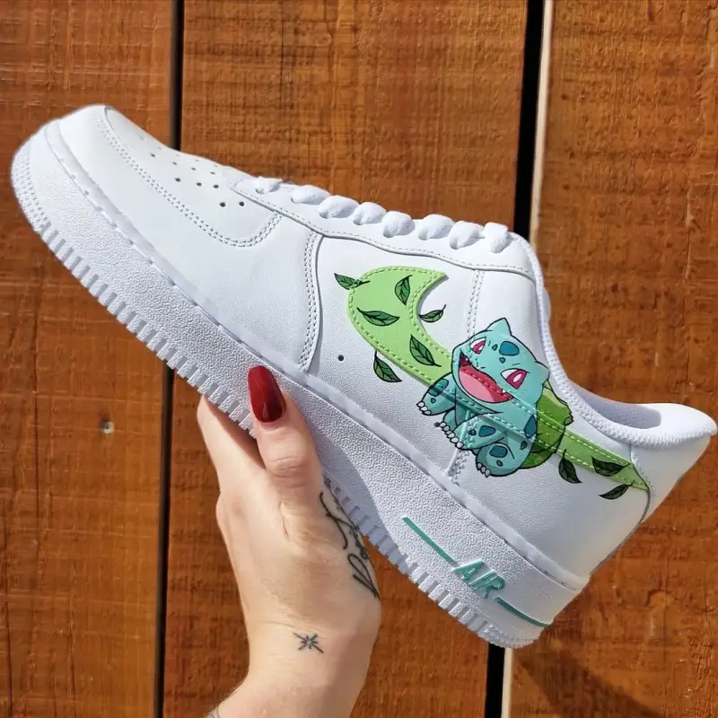Custom Bulbasaur Pokémon Air Force 1 Sneakers – Hand-Painted Anime Gaming Shoes | Unique Pokémon Streetwear