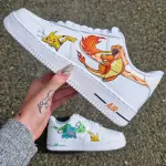 Custom Pokémon Starter Air Force 1 Sneakers – Hand-Painted Pikachu, Charmander & Bulbasaur Shoes | Anime Gaming Streetwear by JadoreArt