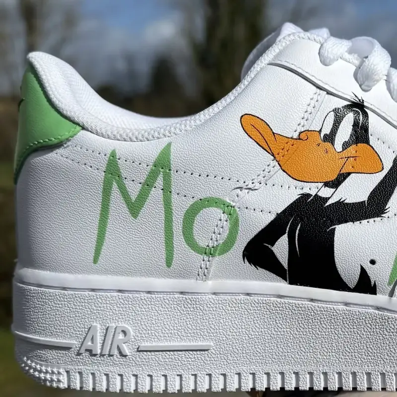 Custom Daffy Duck Looney Tunes Sneakers – Hand-Painted Cartoon Air Force 1 Shoes | Retro Streetwear by JadoreArt