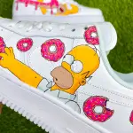 Custom Homer Simpson Donut Drip Air Force 1 Sneakers – Hand-Painted