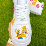 Custom Homer Simpson Donut Drip Air Force 1 Sneakers – Hand-Painted
