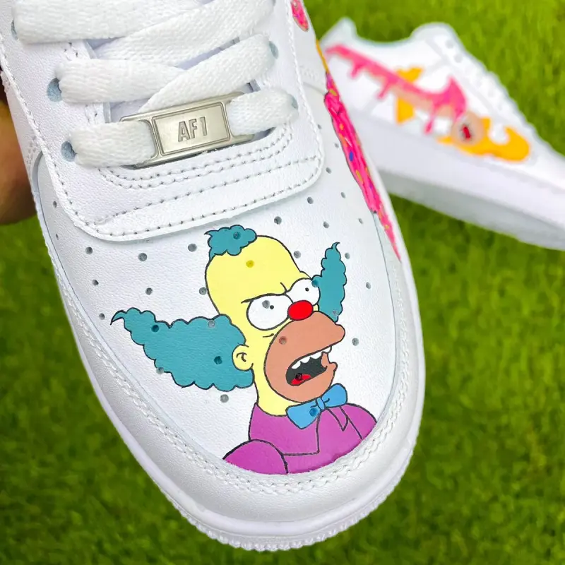 Custom Homer Simpson Donut Drip Air Force 1 Sneakers – Hand-Painted